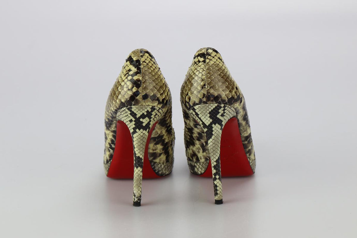 CHRISTIAN LOUBOUTIN PYTHON PLATFORM PUMPS EU 37.5 UK 4.5 US 7.5
