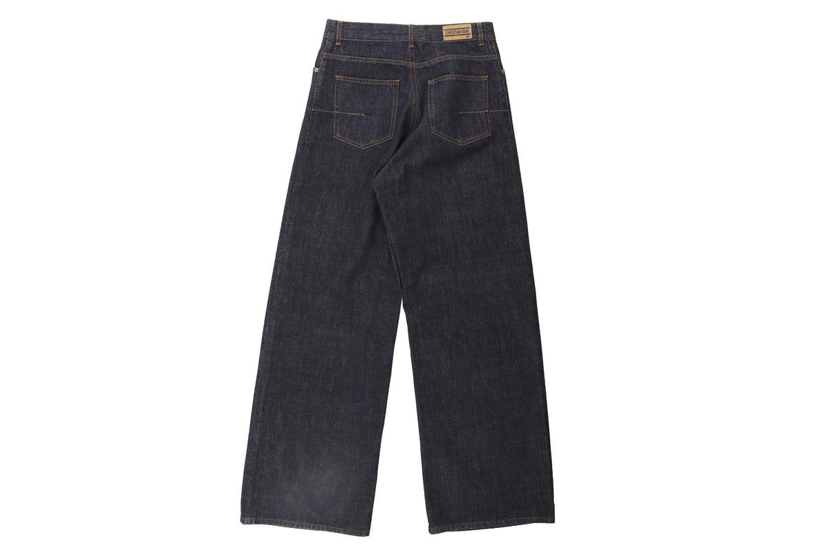 CHRISTIAN DIOR BLUE HIGH RISE WIDE LEG JEANS FR 42 UK 14