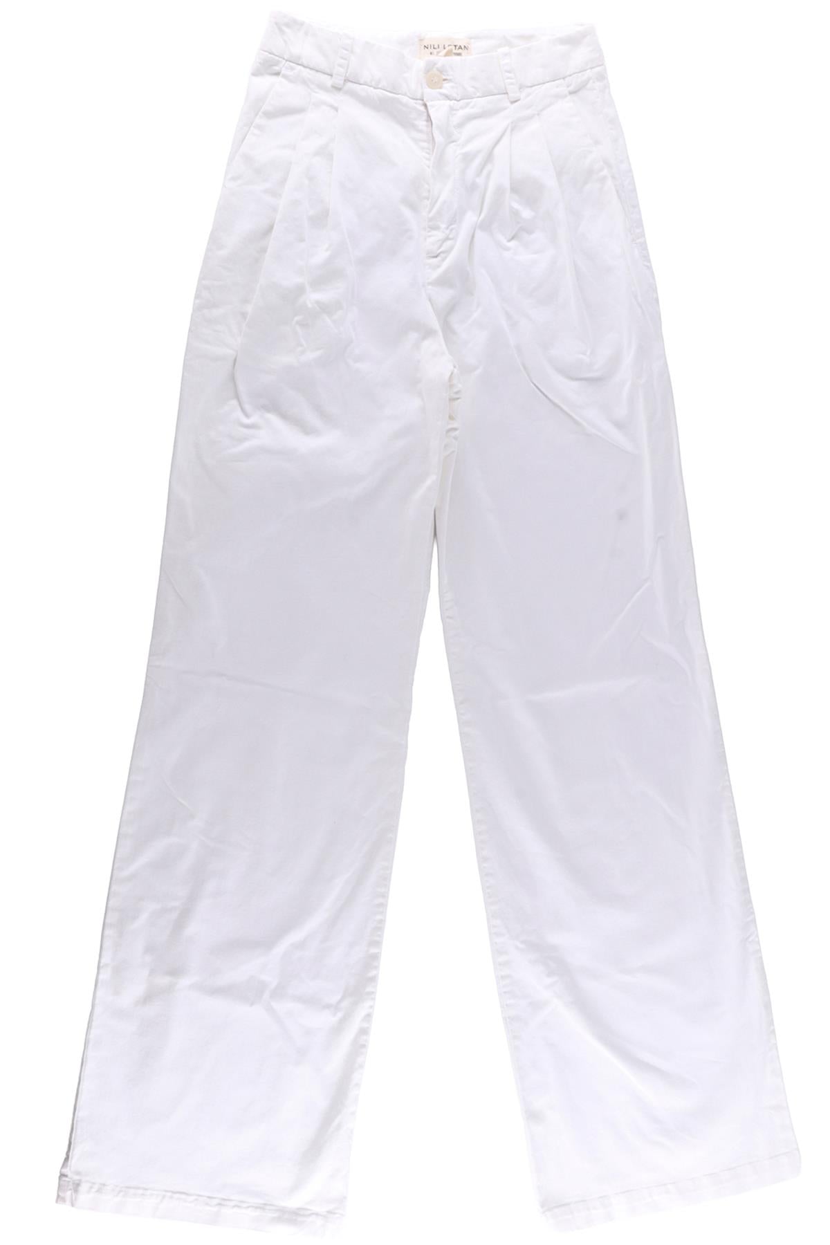 NILI LOTAN WHITE COTTON WIDE LEG PANTS US 0 UK 4