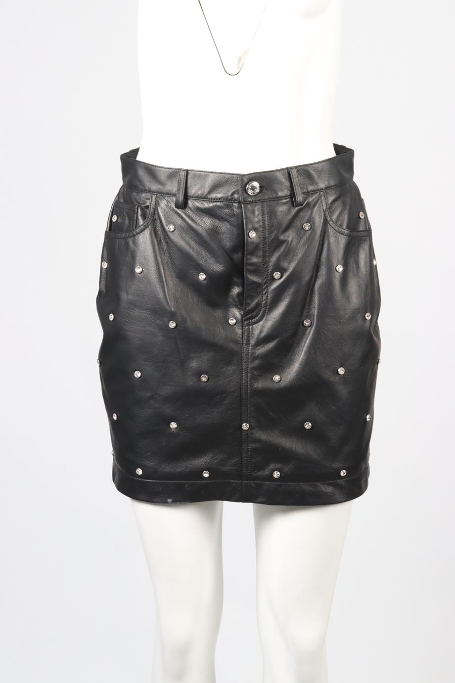 ALEXANDRE VAUTHEIR 2023 CRYSTAL AND LEATHER SKIRT FR 40 UK 12