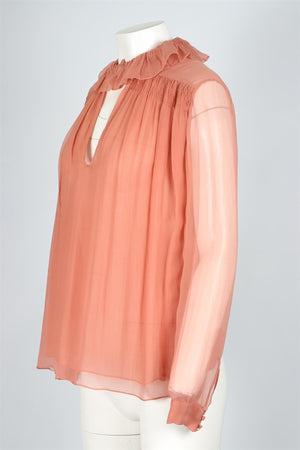 CHLOE PINK SILK TOP FR 36 UK 8