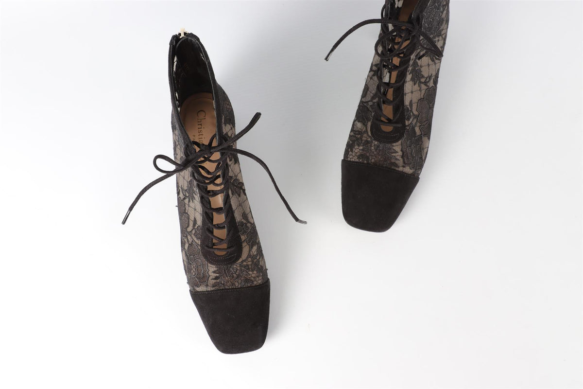 CHRISTIAN DIOR BLACK NAUGHTILY-D SUEDE ANKLE BOOTS EU 38 UK 5 US 8