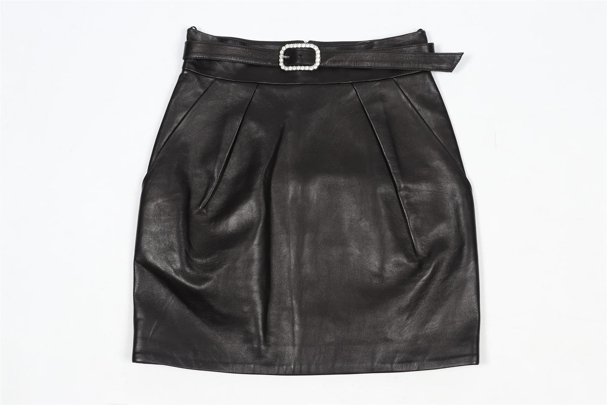ALEXANDRE VAUTHIER CRYSTAL AND LEATHER MINI SKIRT IT 36 UK 4