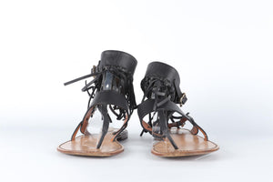 VALENTINO GARAVANI BLACK LEATHER SANDALS EU 38 UK 5 US 8