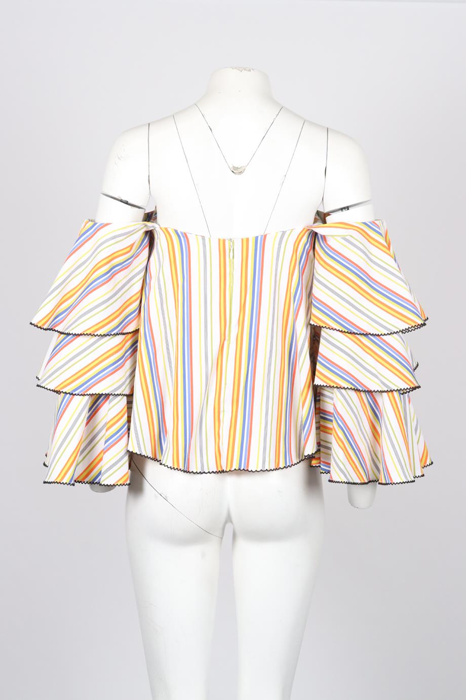 CAROLINE CONSTAS OFF THE SHOULDER STRIPED COTTON TOP XSMALL