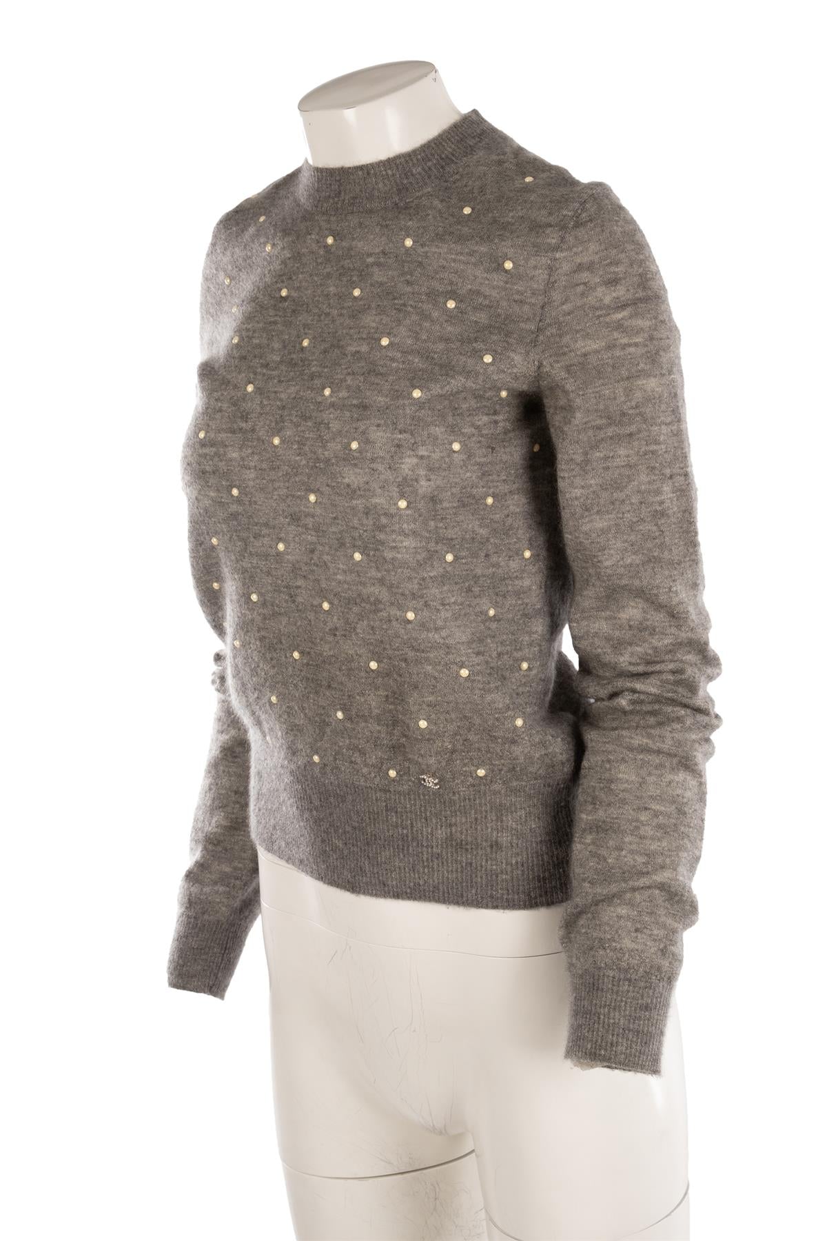 CHANEL GREY 2014 CASHMERE SWEATER FR 36 UK 8