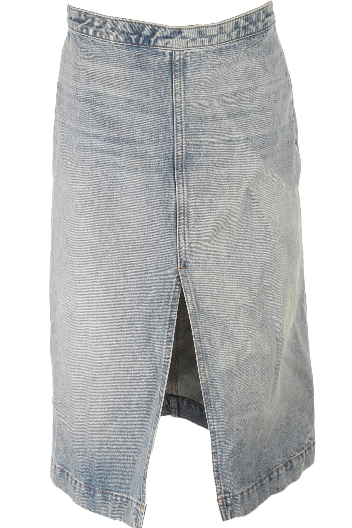 KHAITE BLUE DENIM MIDI SKIRT W26 UK 8