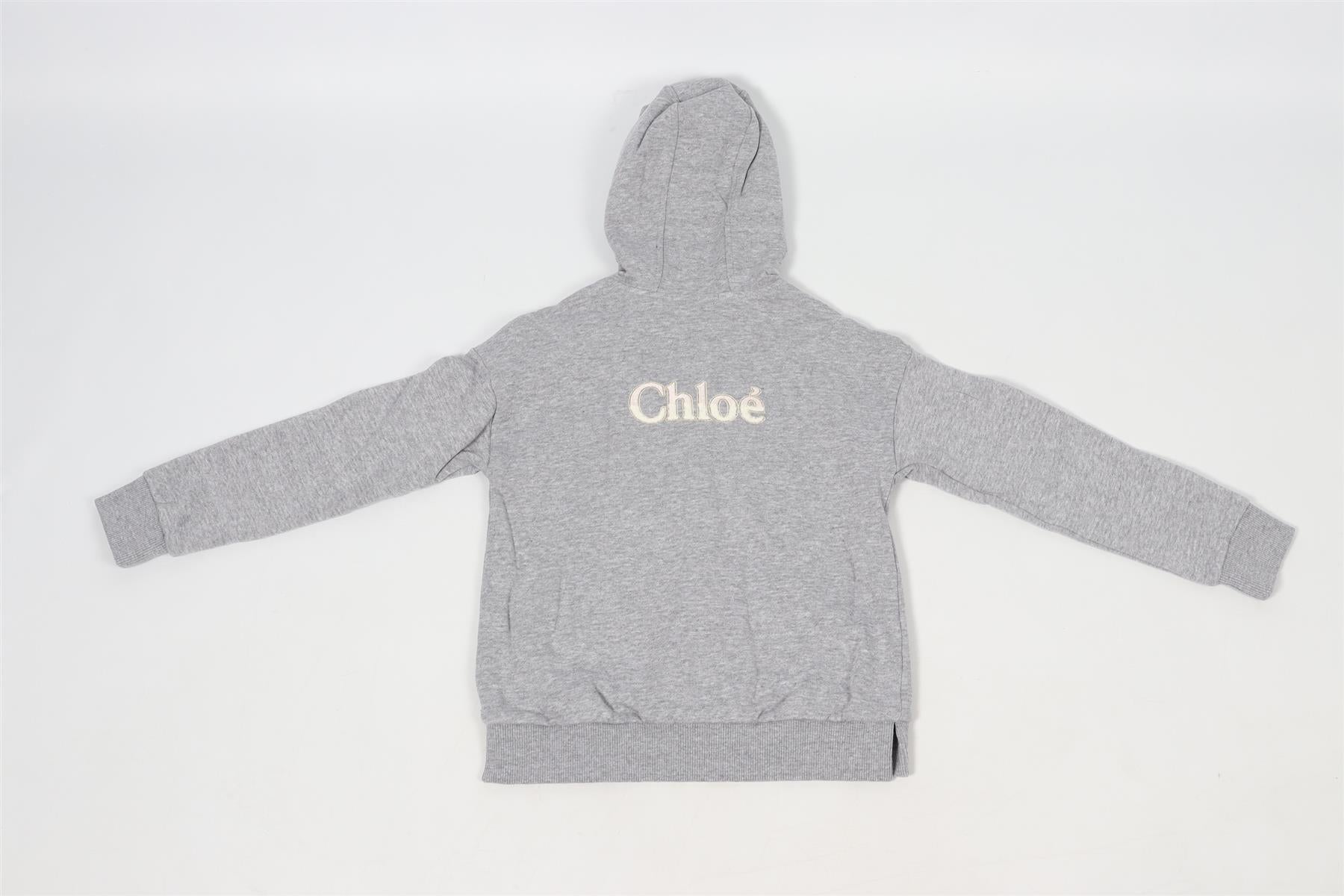 CHLOÉ GREY KIDS GIRLS COTTON HOODIE 8 YEARS