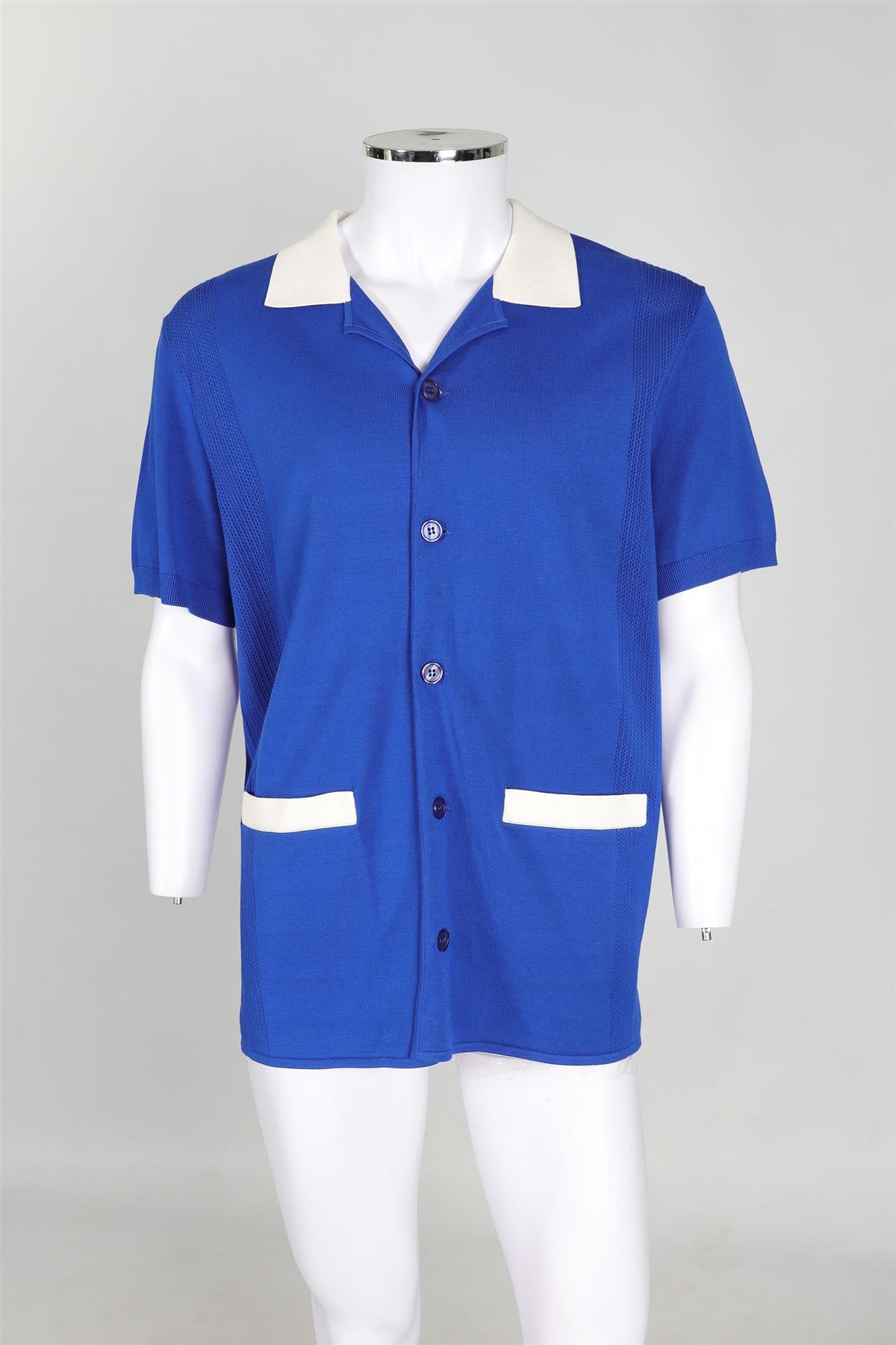 J LINDBERG BLUE MEN'S KNIT SHIRT LARGE