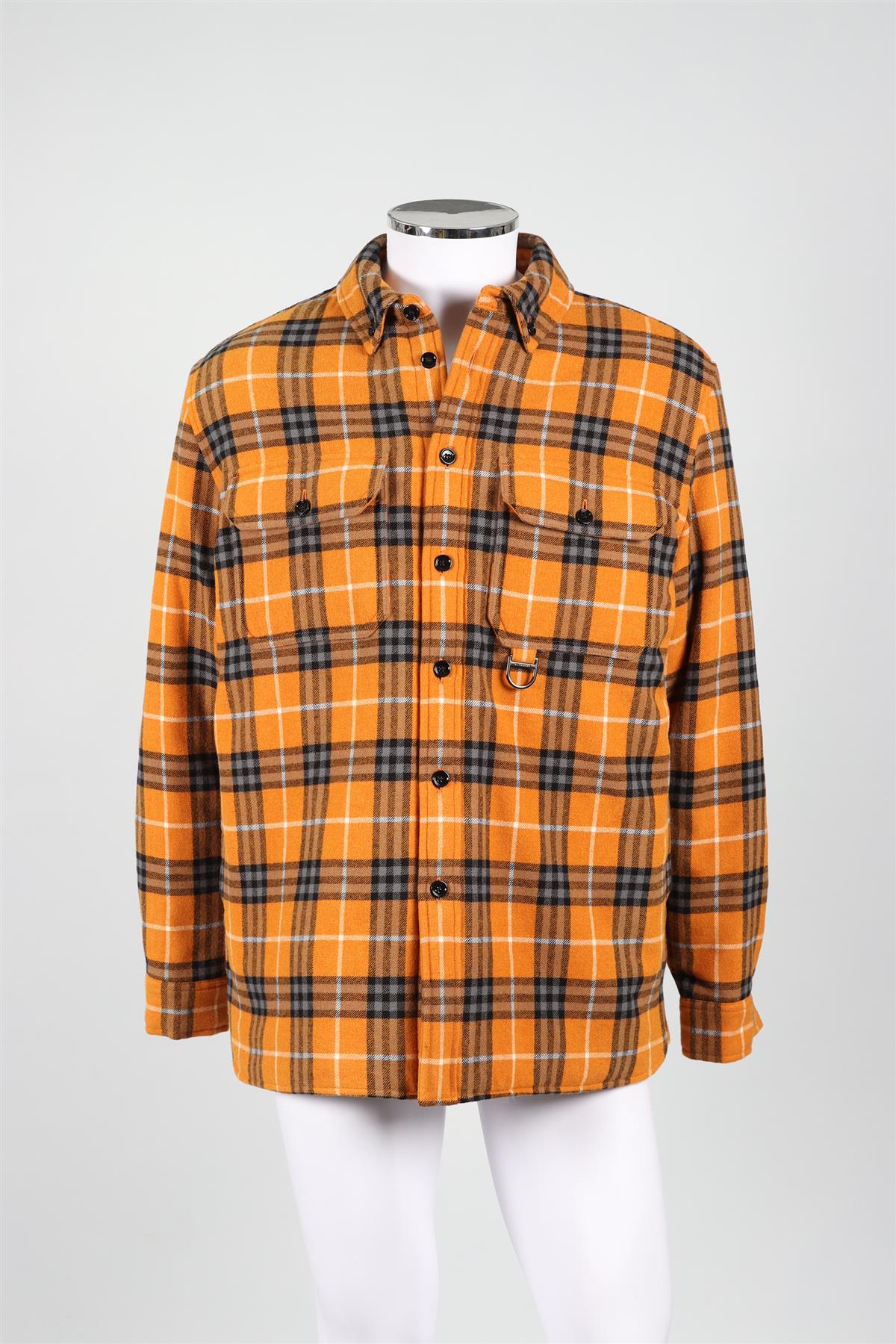 BURBERRY ORANGE MEN'S WOOL AND COTTON BLEND JACKET IT 50