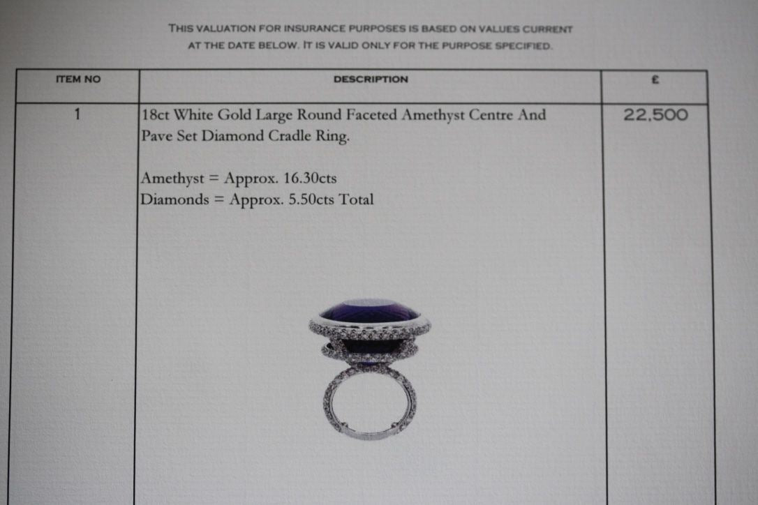 THEO FENNELL AMETHYST AND DIAMOND WHITE GOLD RING