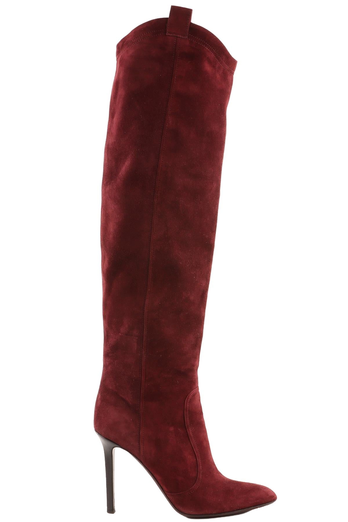 TAMARA MELLON BURGUNDY SUEDE KNEE HIGH BOOTS EU 38 UK 5 US 8