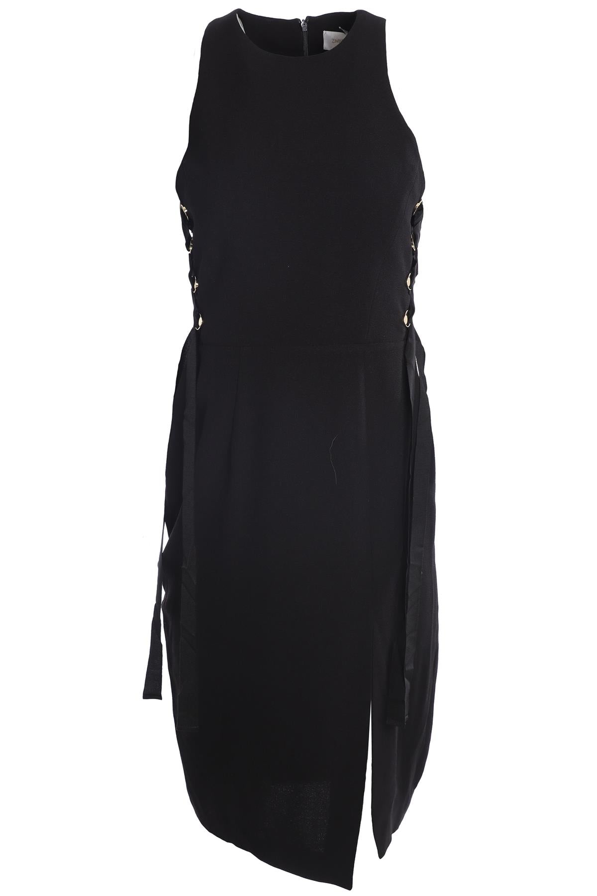 ZIMMERMANN BLACK CREPE MIDI DRESS UK 12