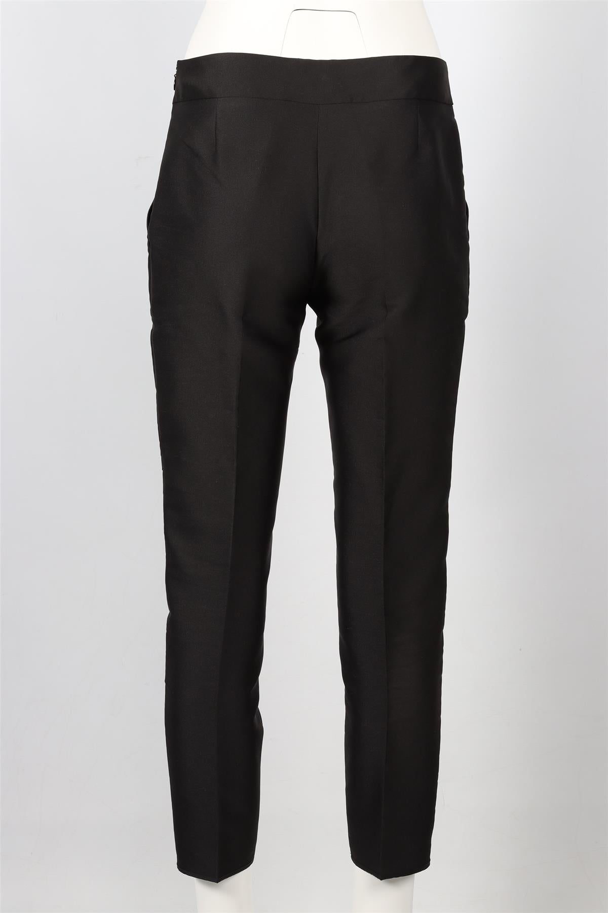 GIAMBATTISTA VALLI BLACK SILK BLEND STRAIGHT LEG PANTS SMALL