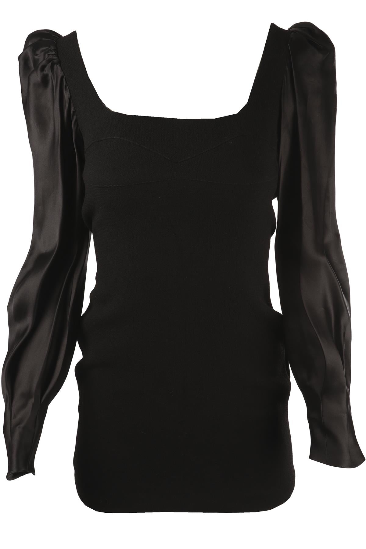 BLACK WOOL MINI DRESS