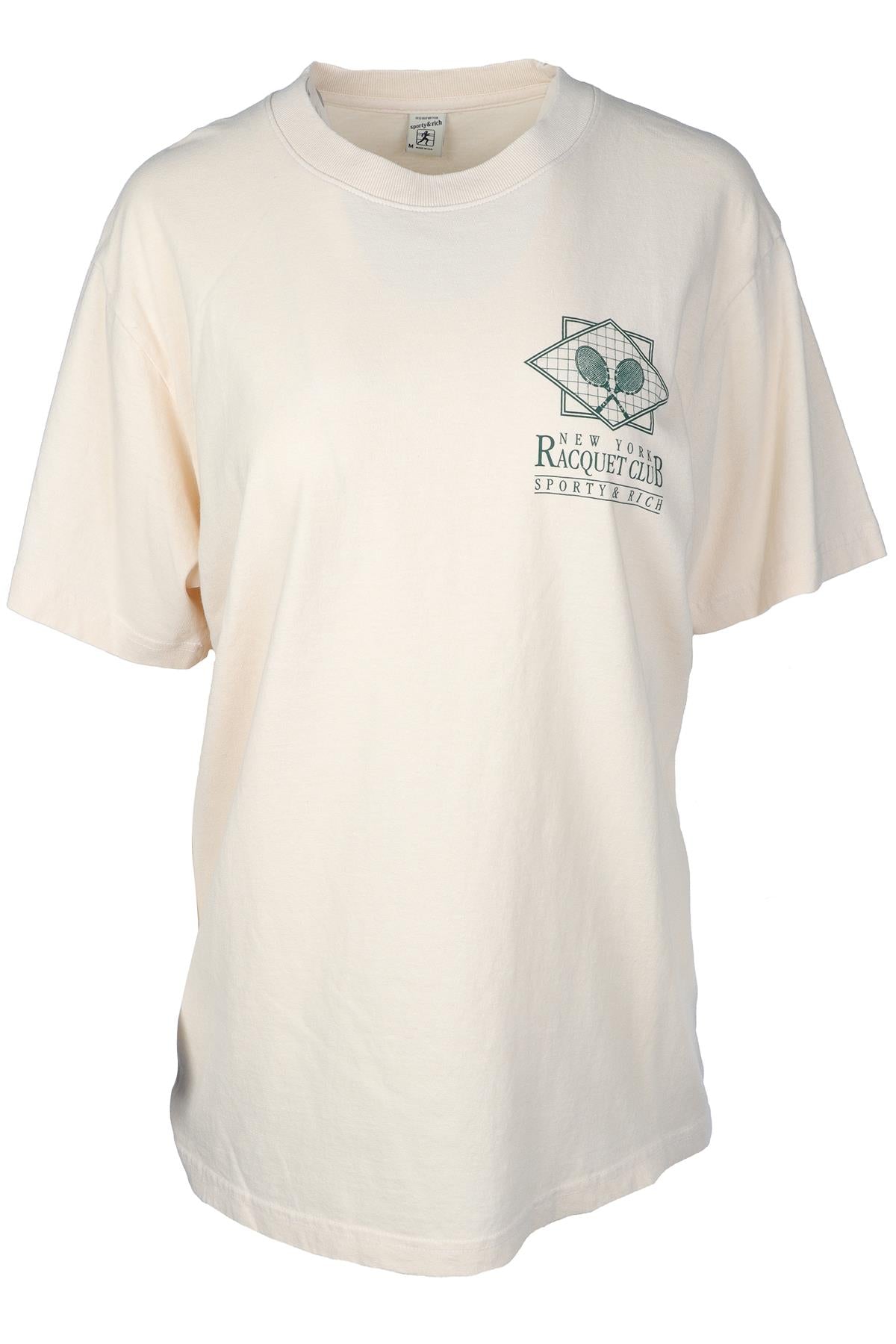 SPORTY & RICH BEIGE COTTON T-SHIRT MEDIUM