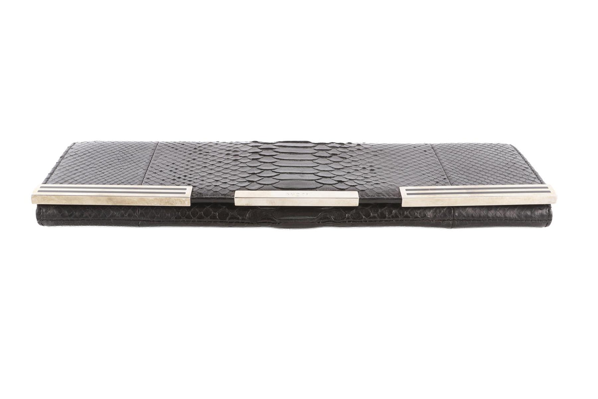 GUCCI BLACK SNAKESKIN CLUTCH