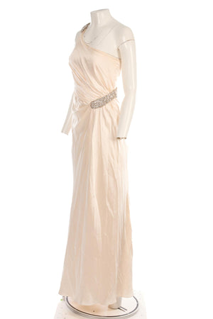 COLLETTE DINNIGAN CREAM SILK MAXI DRESS XSMALL