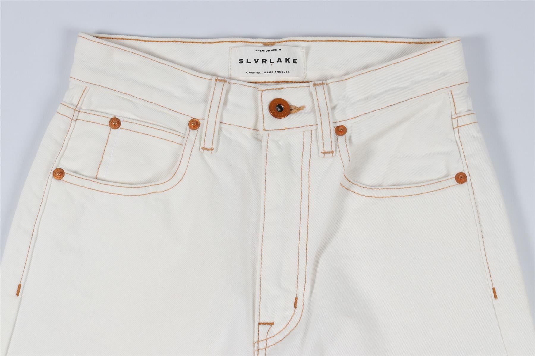 SLVRLAKE CREAM HIGH RISE WIDE LEG JEANS W23 UK 4