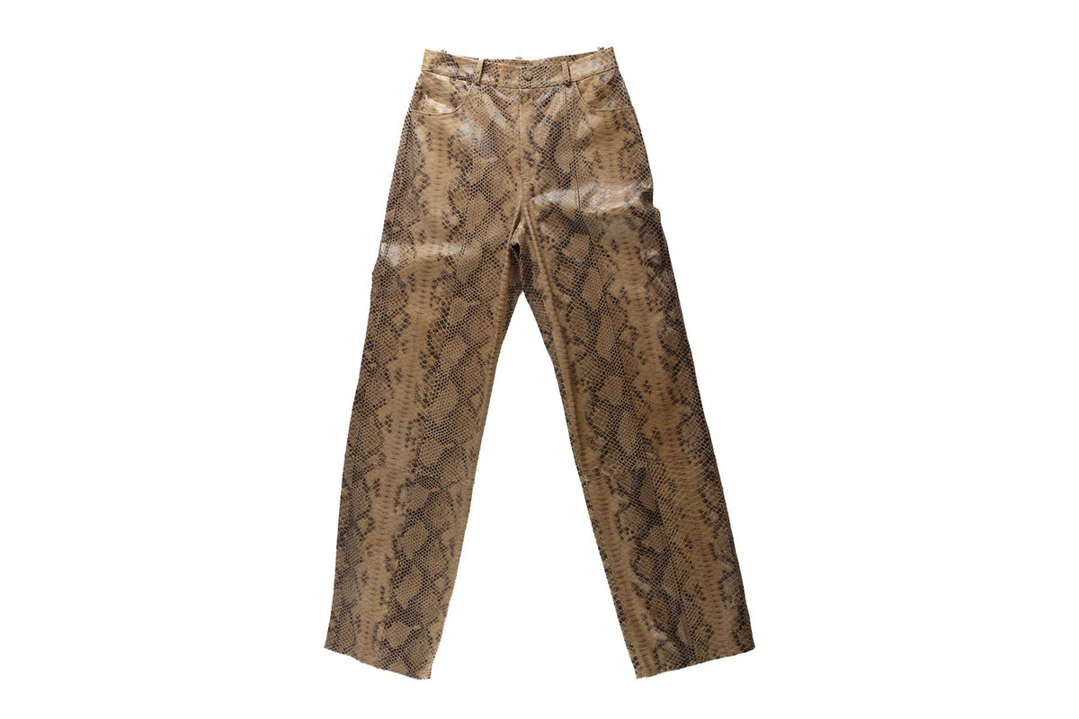 ZEYNEP ARCAY BROWN LEATHER STRAIGHT PANTS FR 34 UK 6