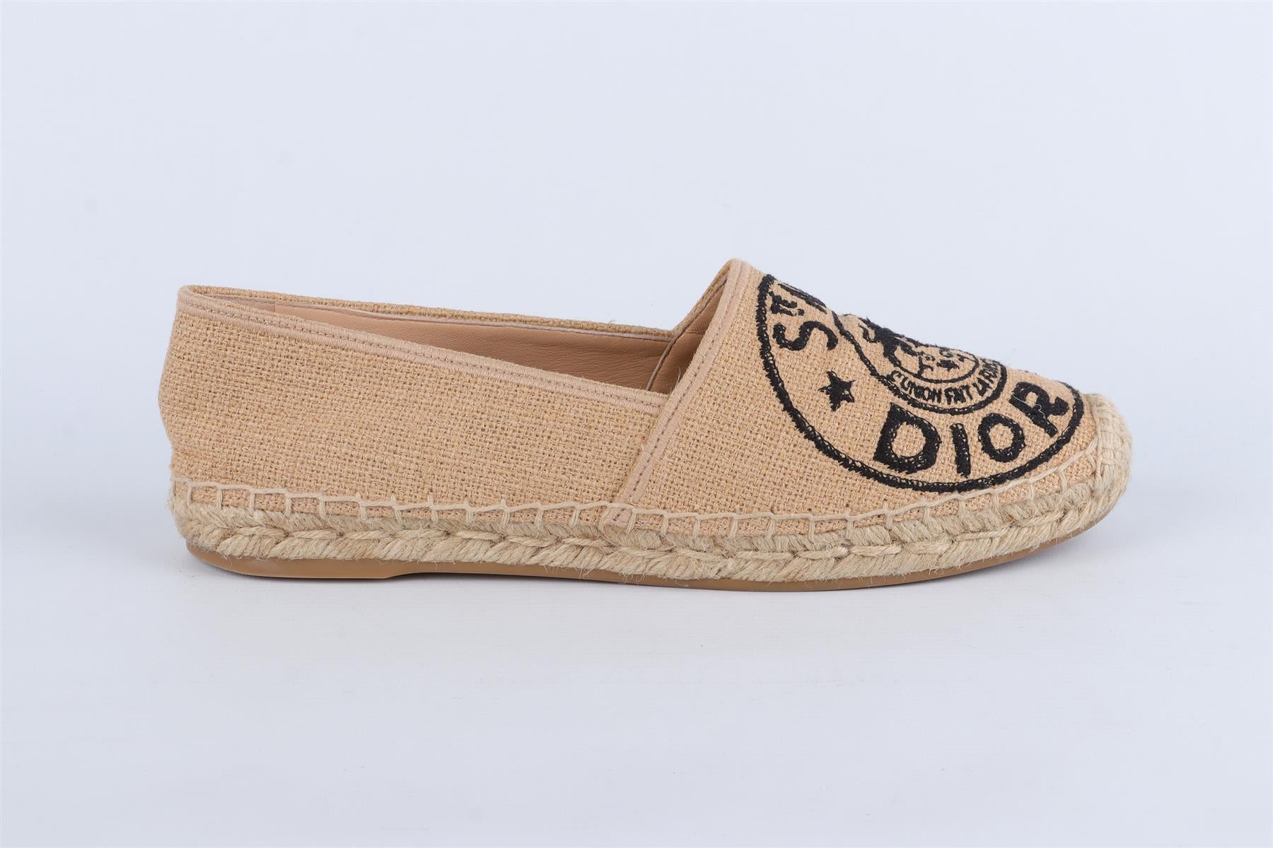 CHRISTIAN DIOR BEIGE GRANVILLE RAFFIA ESPADRILLES EU 40.5 UK 7.5 US 10.5