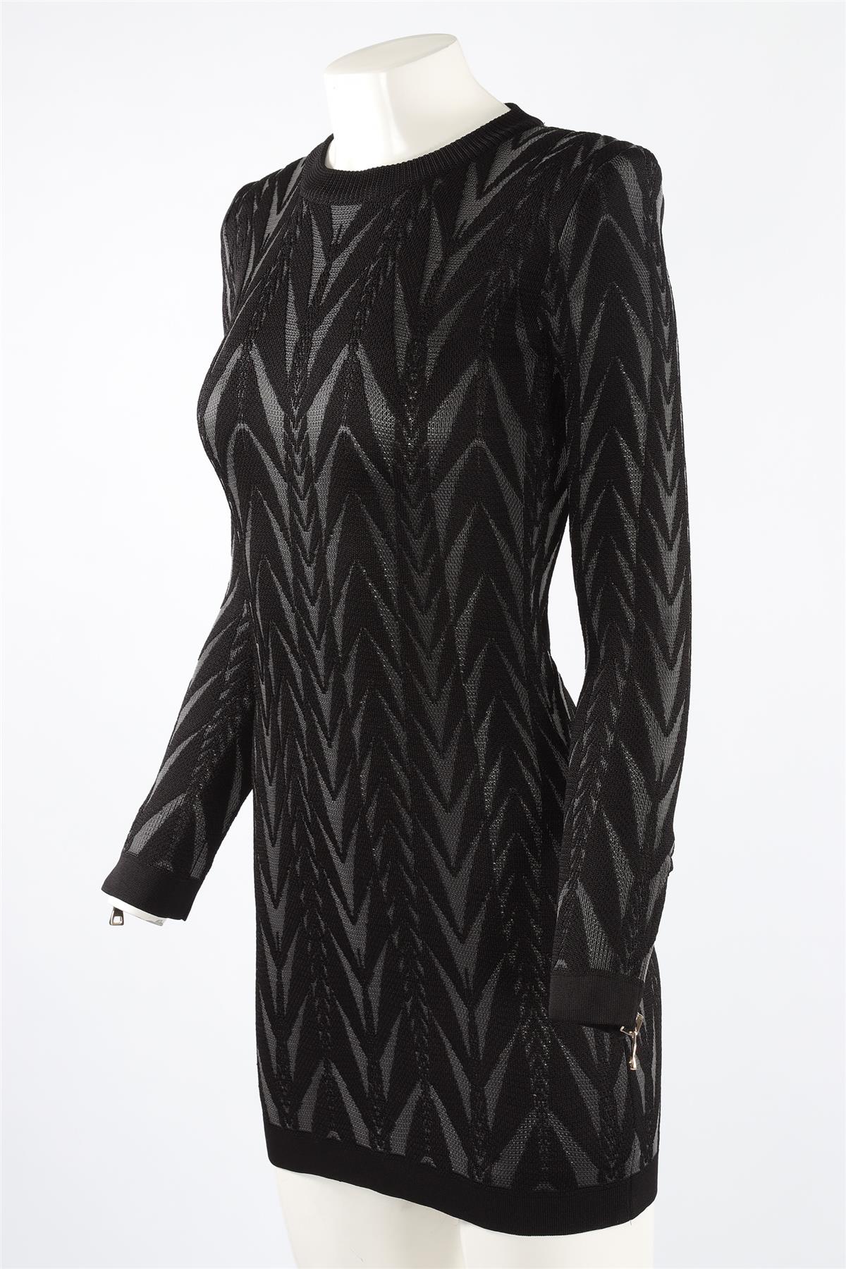 BALMAIN BLACK KNIT MINI DRESS FR 38 UK 10