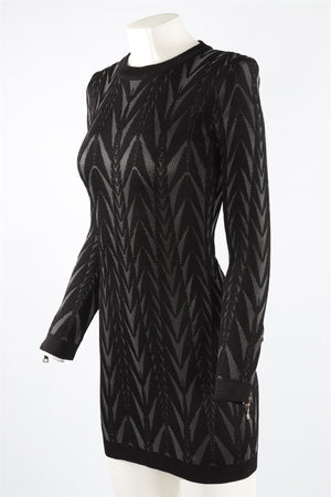 BALMAIN BLACK KNIT MINI DRESS FR 38 UK 10
