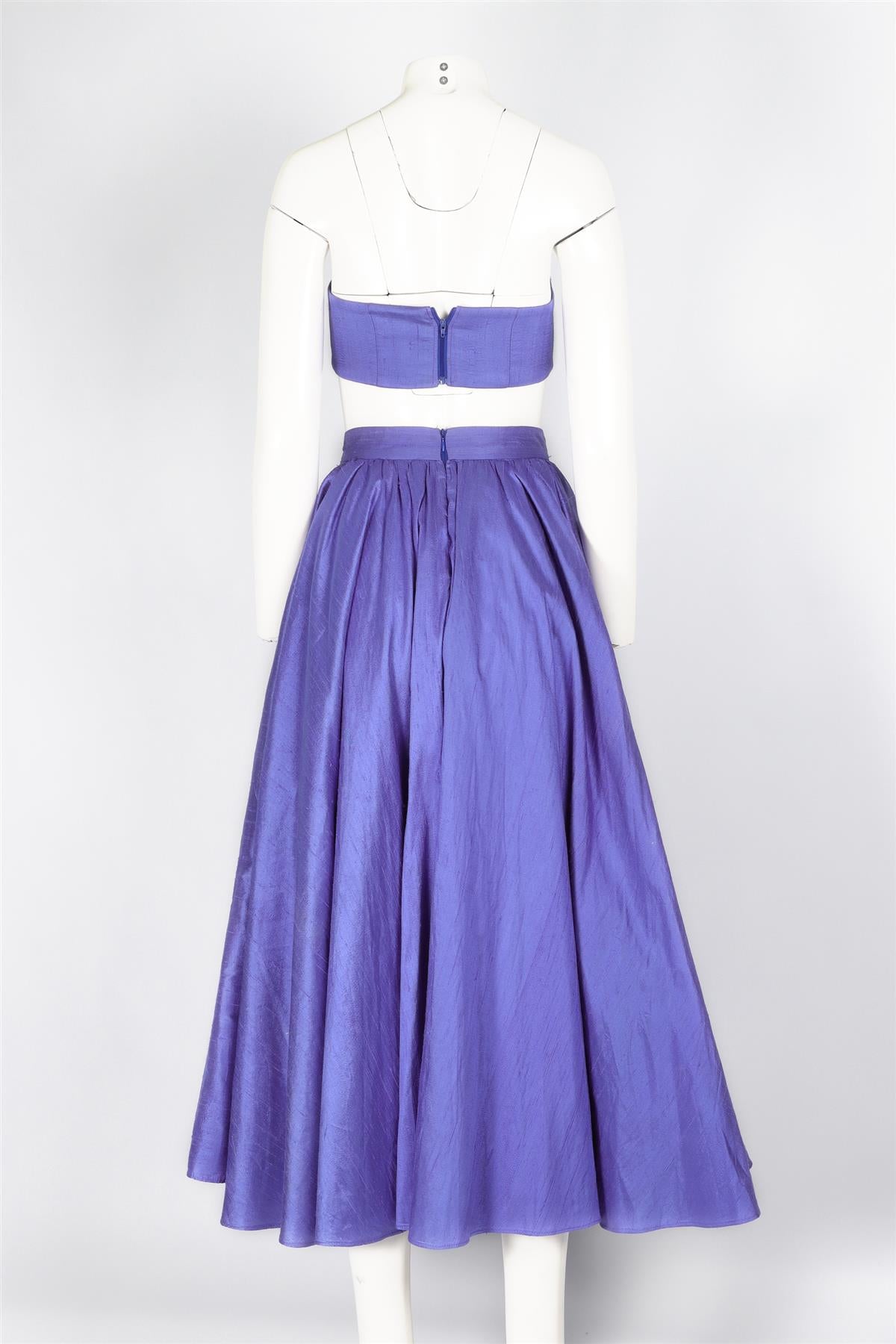 NEW ARRIVALS BLUE WOVEN TOP AND SKIRT FR 36 UK 8