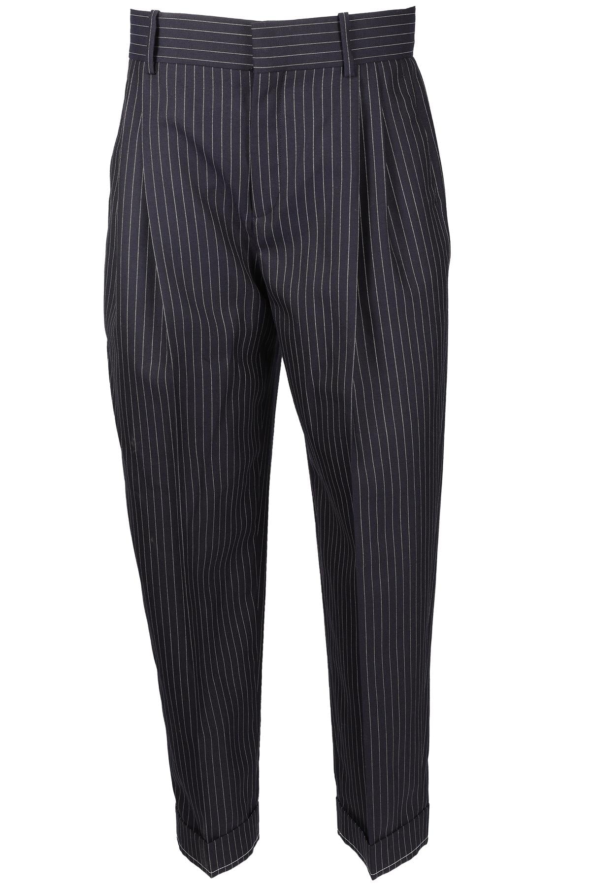 CHLOÉ NAVY WOOL STRAIGHT LEG PANTS FR 40 UK 12