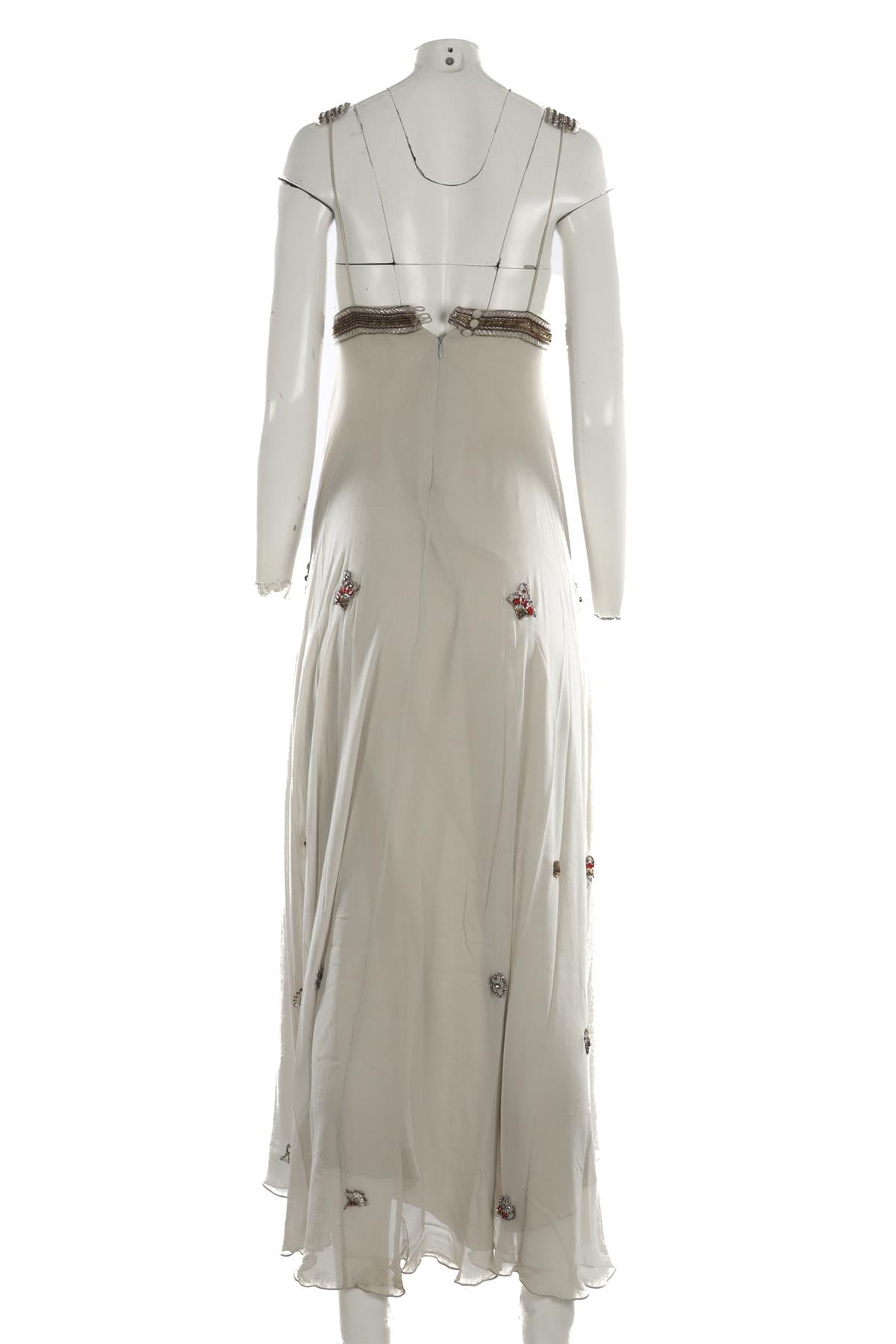 MATTHEW WILLIAMSON GREY SILK MAXI DRESS US 8 UK 12