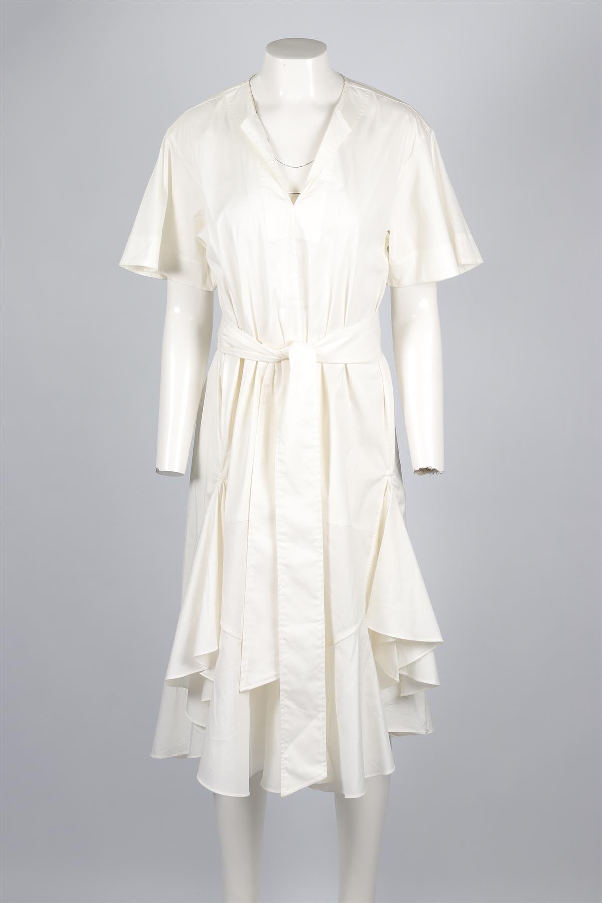 LEE MATHEWS WHITE COTTON MIDI DRESS US 0 UK 4