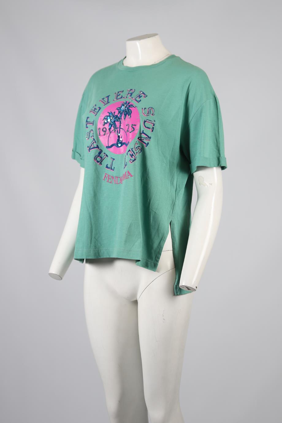 FENDI EMBELLISHED T-SHIRT MEDIUM