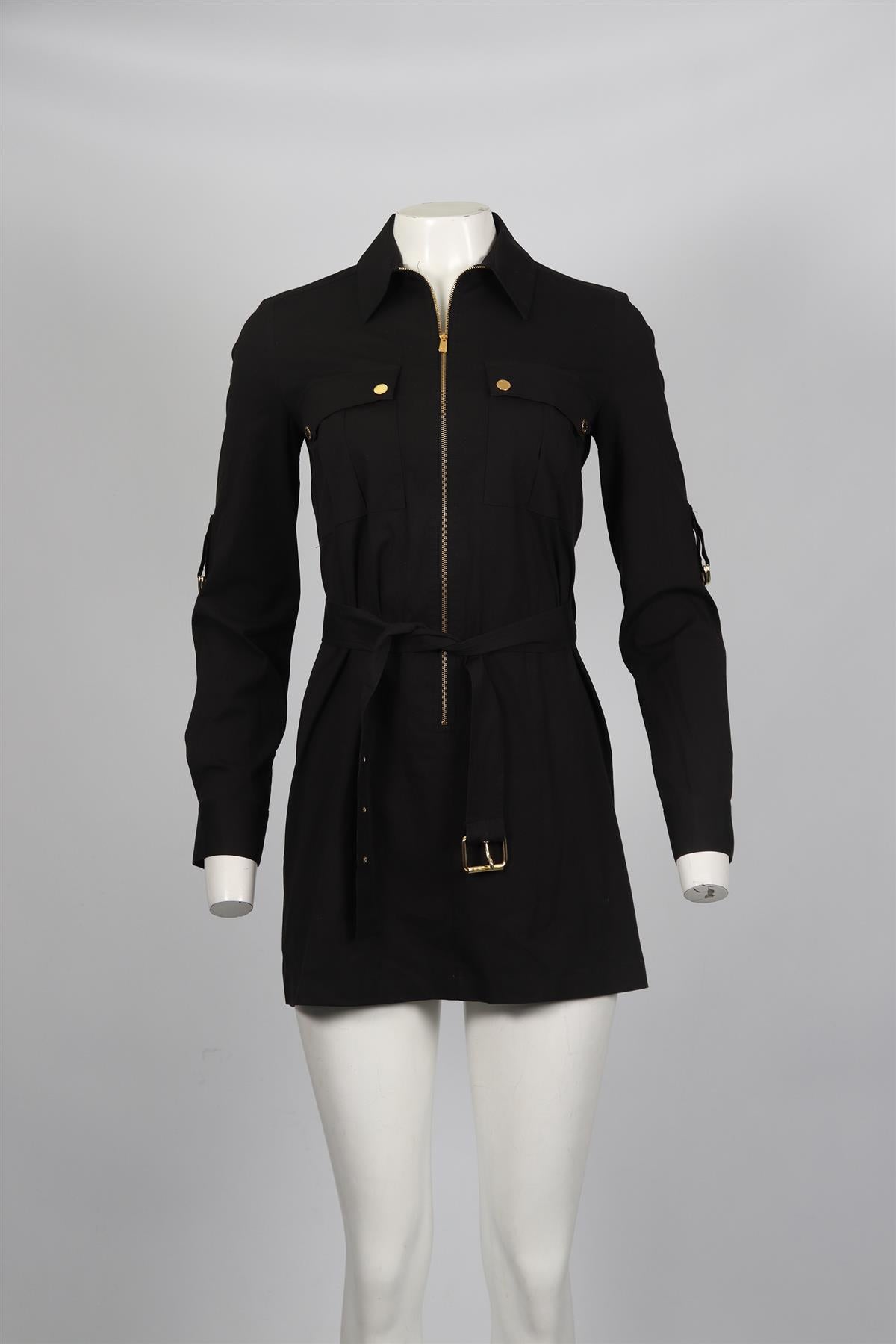 MICHAEL KORS BELTED COTTON MINI DRESS US 2 UK 6