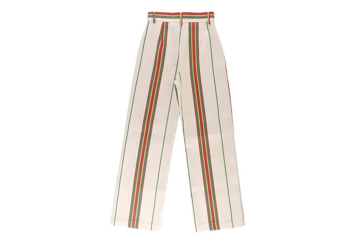 LA VESTE ECRU COTTON STRAIGHT LEG PANTS SMALL