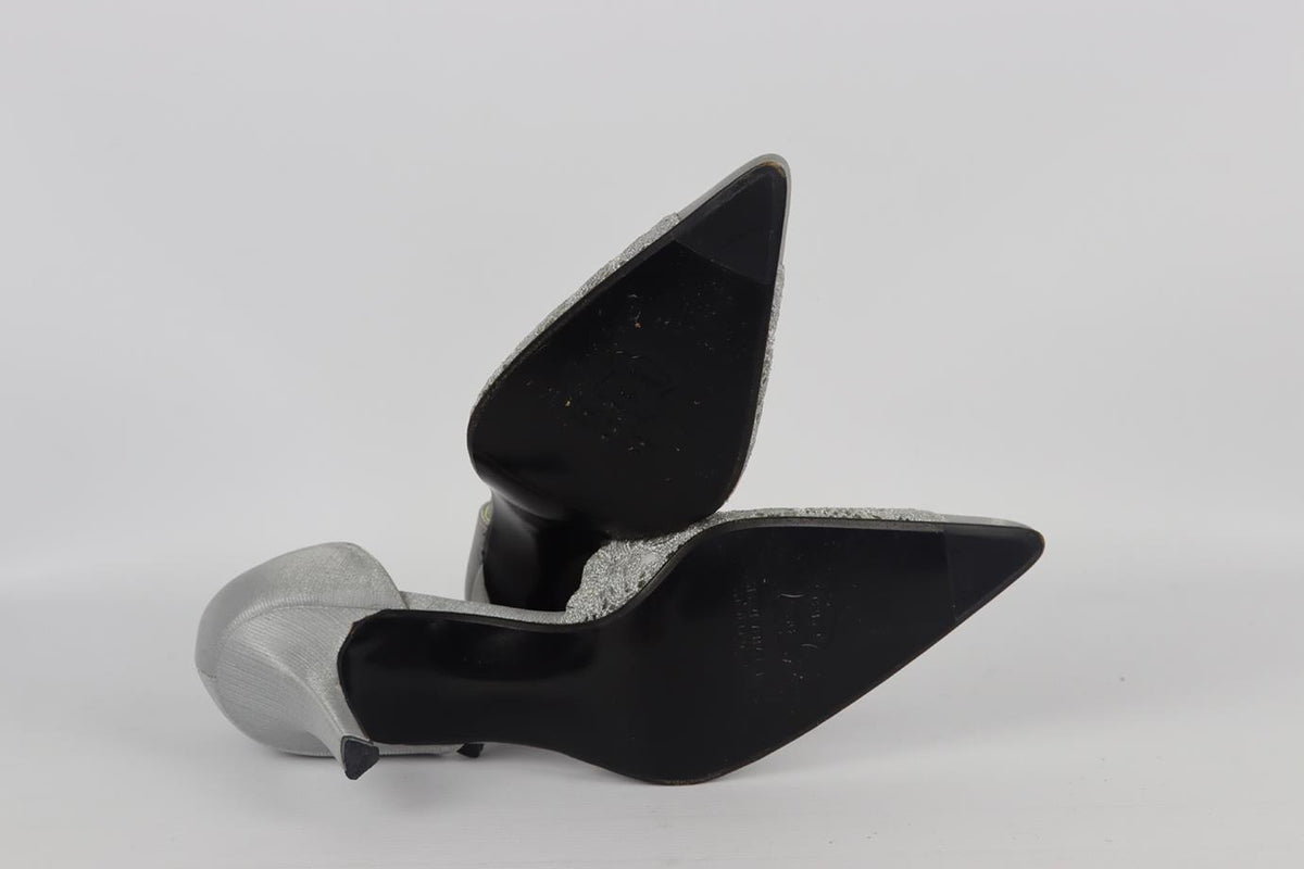 STUART WEITZMAN METALLIC LACE AND SATIN PUMPS EU 37.5 UK 4.5 US 7.5