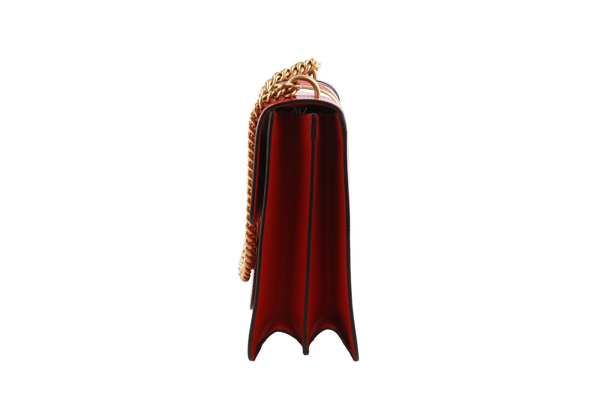 GUCCI RED MARMONT MEDIUM GG LEATHER SHOULDER BAG