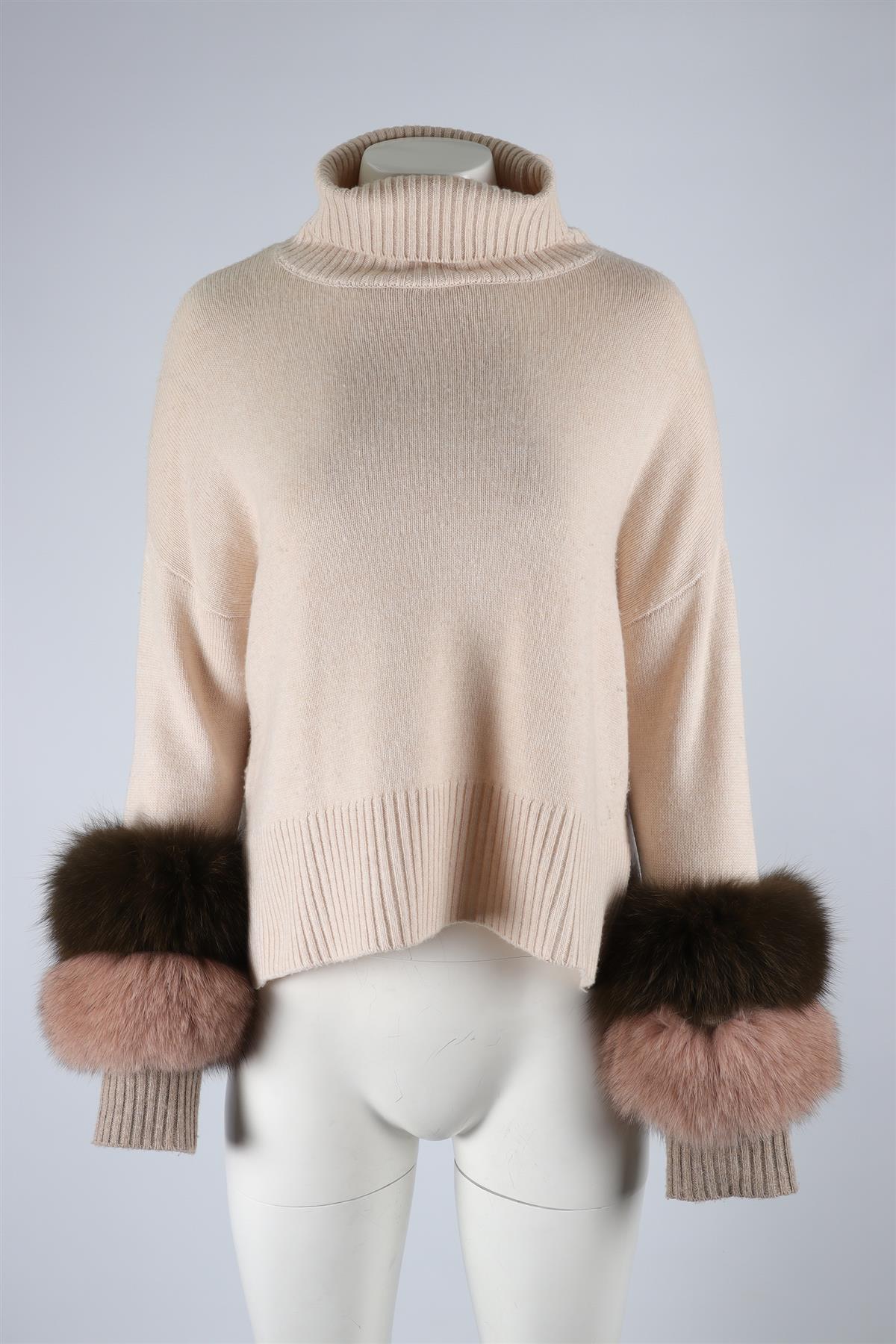 IZAAK AZANEI BEIGE CASHMERE SWEATER SMALL/MEDIUM