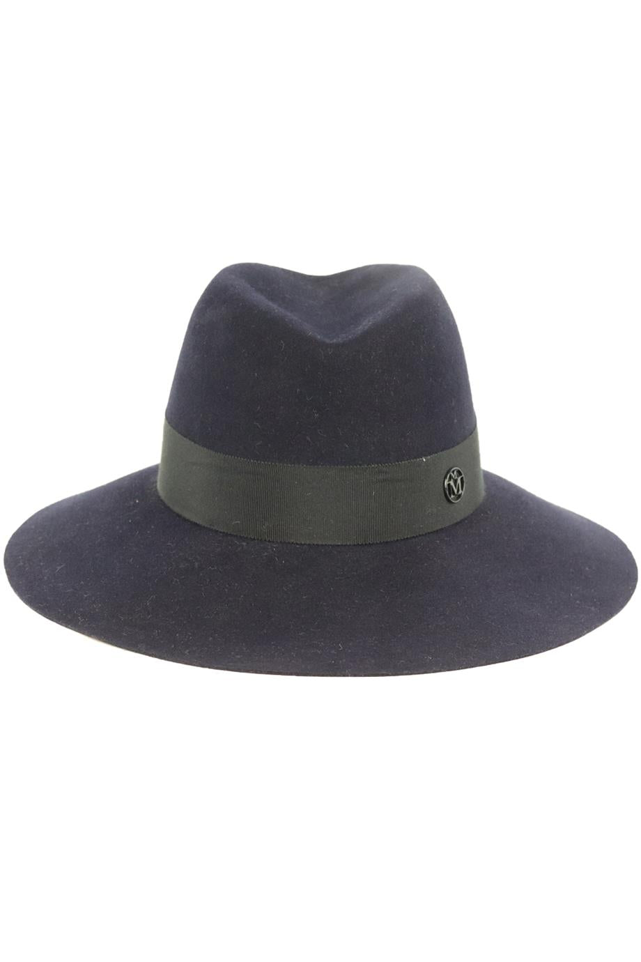MAISON MICHEL GROSGRAIN TRIMMED WOOL FELT FEDORA MEDIUM