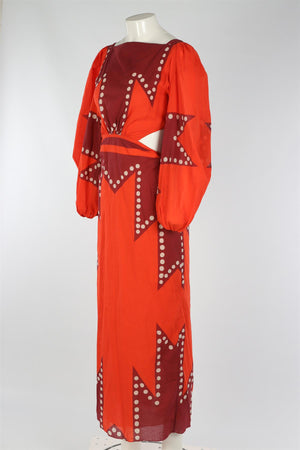 JOHANNA ORTIZ ORANGE COTTON MAXI DRESS US 6 UK 10