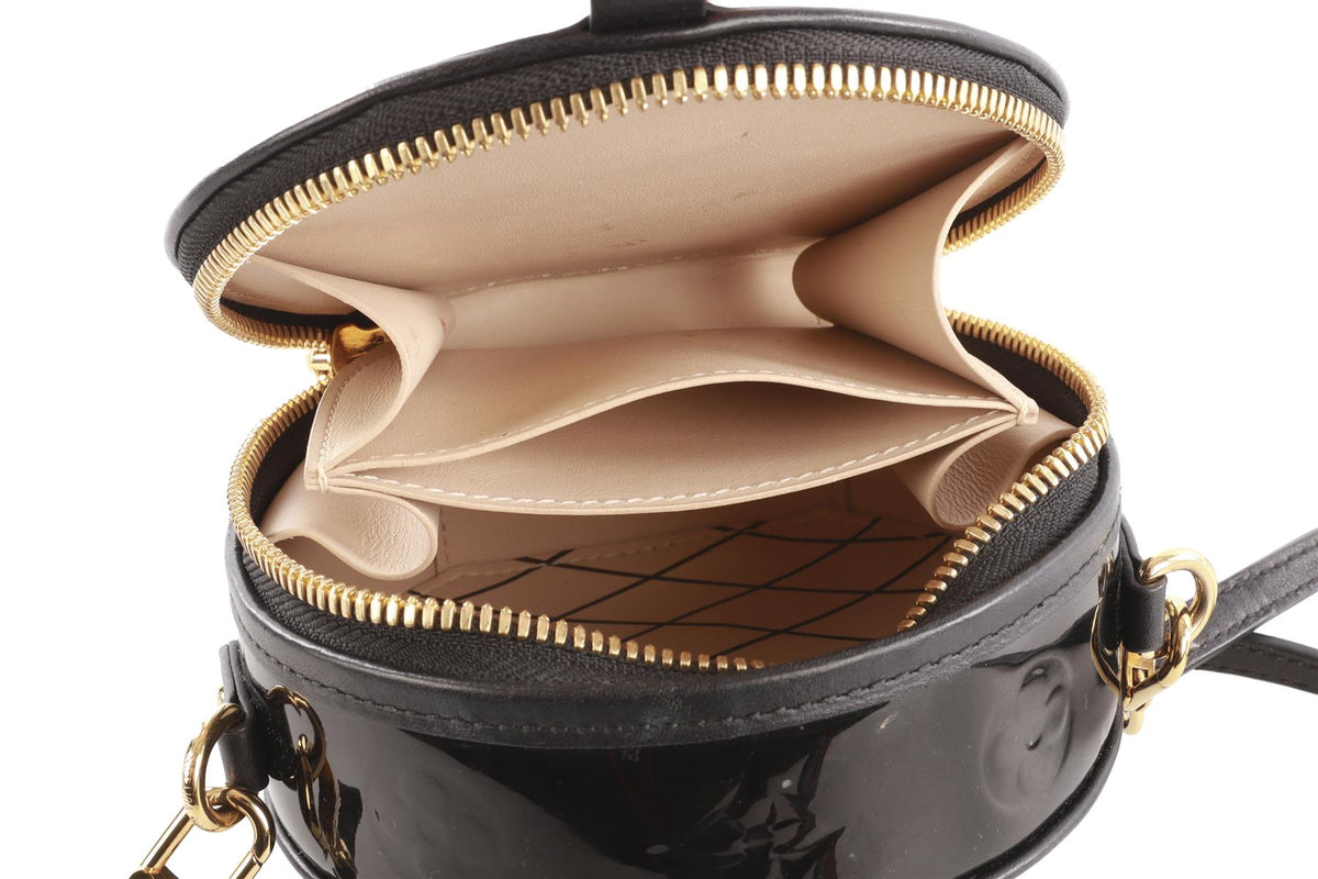 LOUIS VUITTON BLACK 2019 BOÎTE CHAPEAU MINI MONOGRAM PATENT LEATHER CROSSBODY BAG