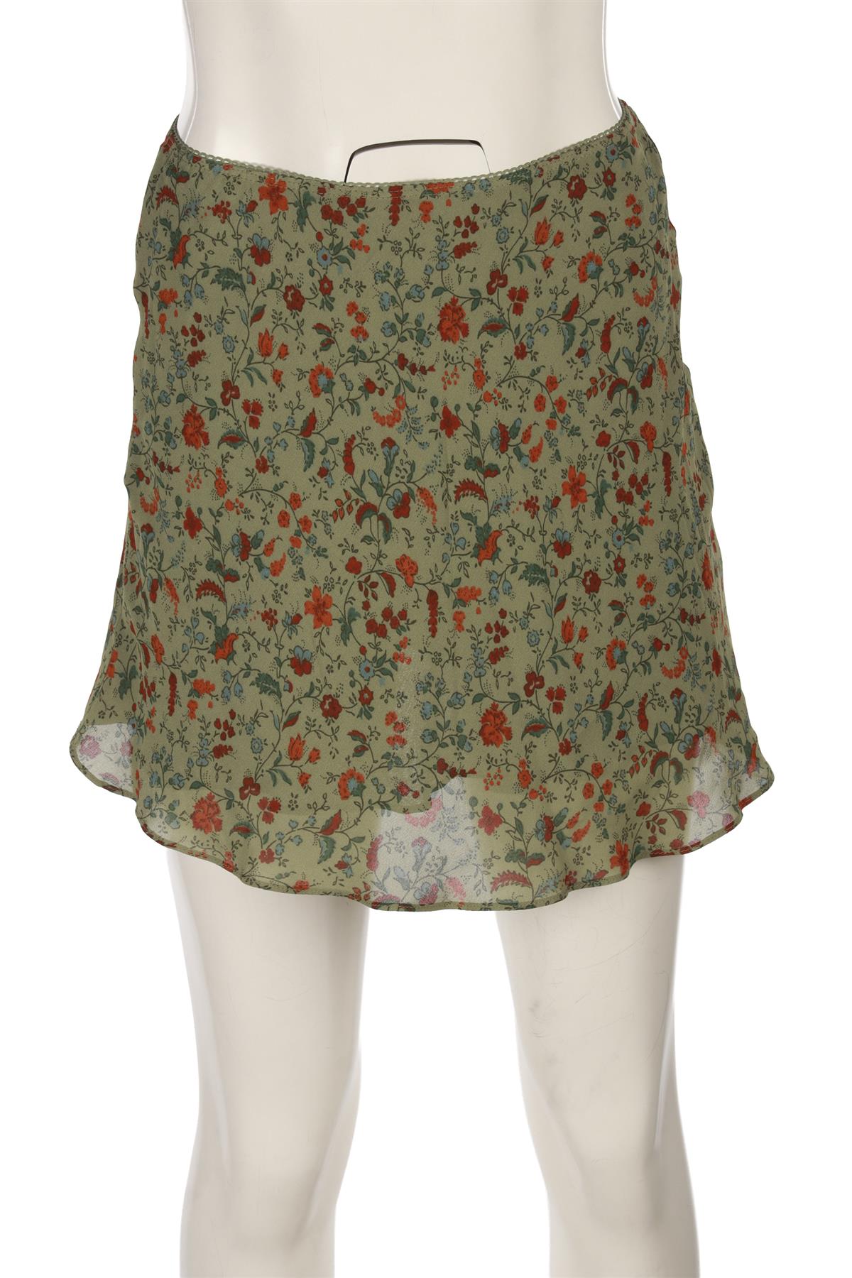 REFORMATION GREEN CREPE MINI SKIRT XSMALL