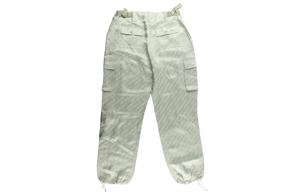 OFF-WHITE C/O VIRGIL ABLOH GREEN SATIN STRAIGHT LEG PANTS IT 40 UK 8