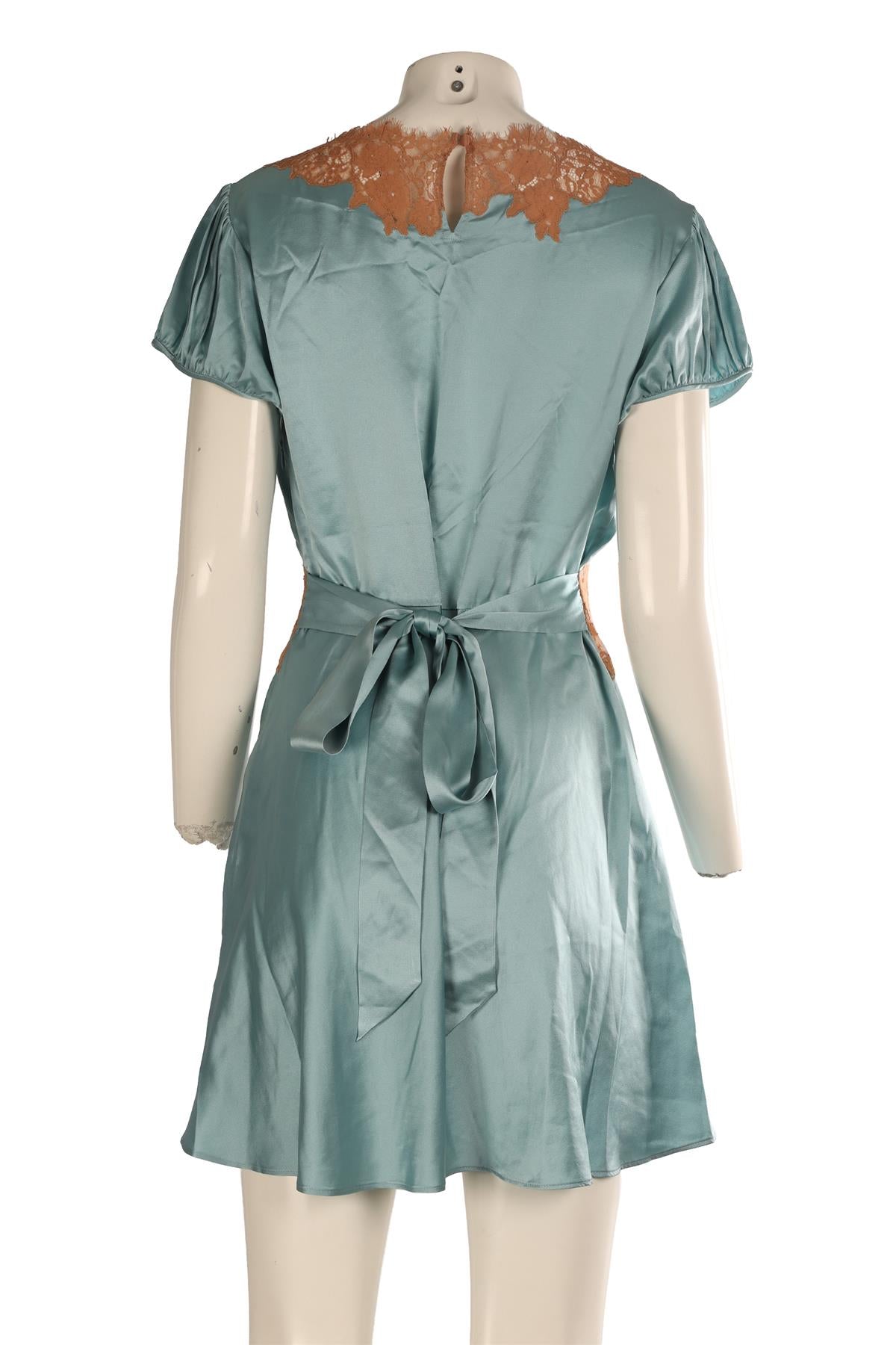 DOEN BLUE SILK MINI DRESS LARGE