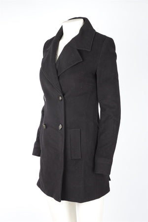 DIANE VON FURSTENBERG BLACK WOOL COAT US 2 UK 6