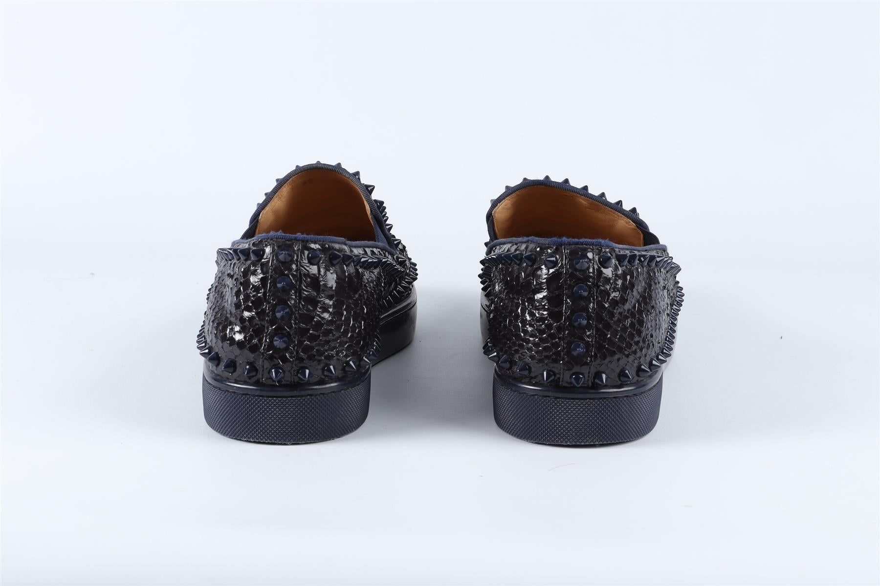 CHRISTIAN LOUBOUTIN NAVY MEN'S SPIKED PYTHON SNEAKERS EU 43 UK 9 US 10