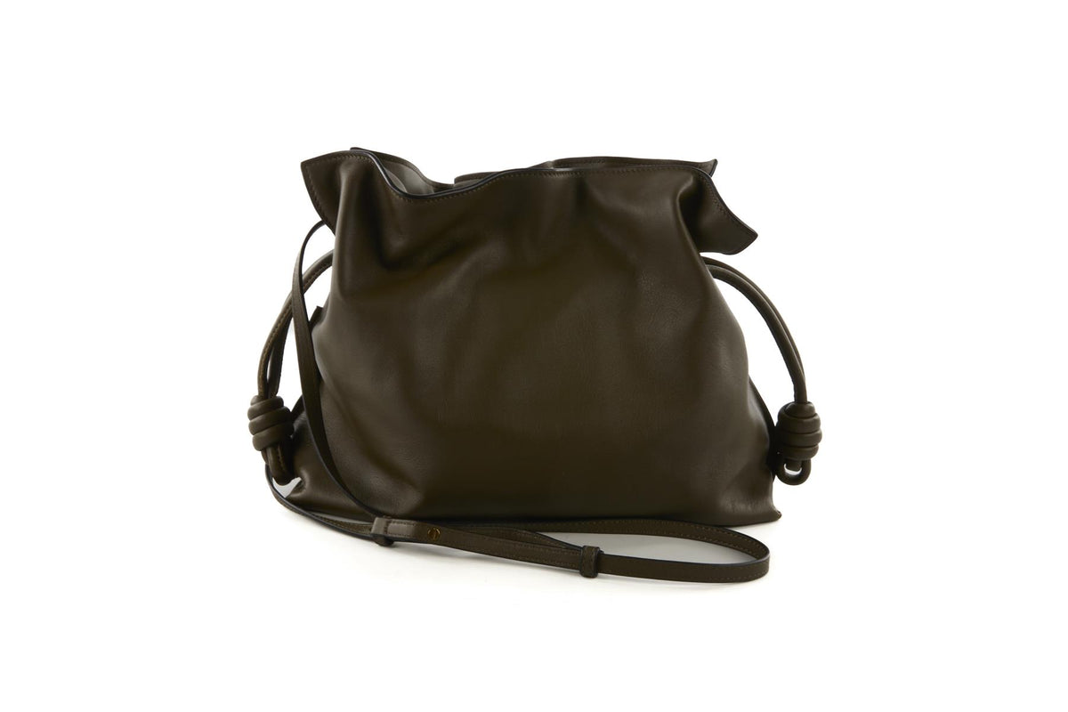 LOEWE KHAKI FLAMENCO MEDIUM LEATHER CLUTCH