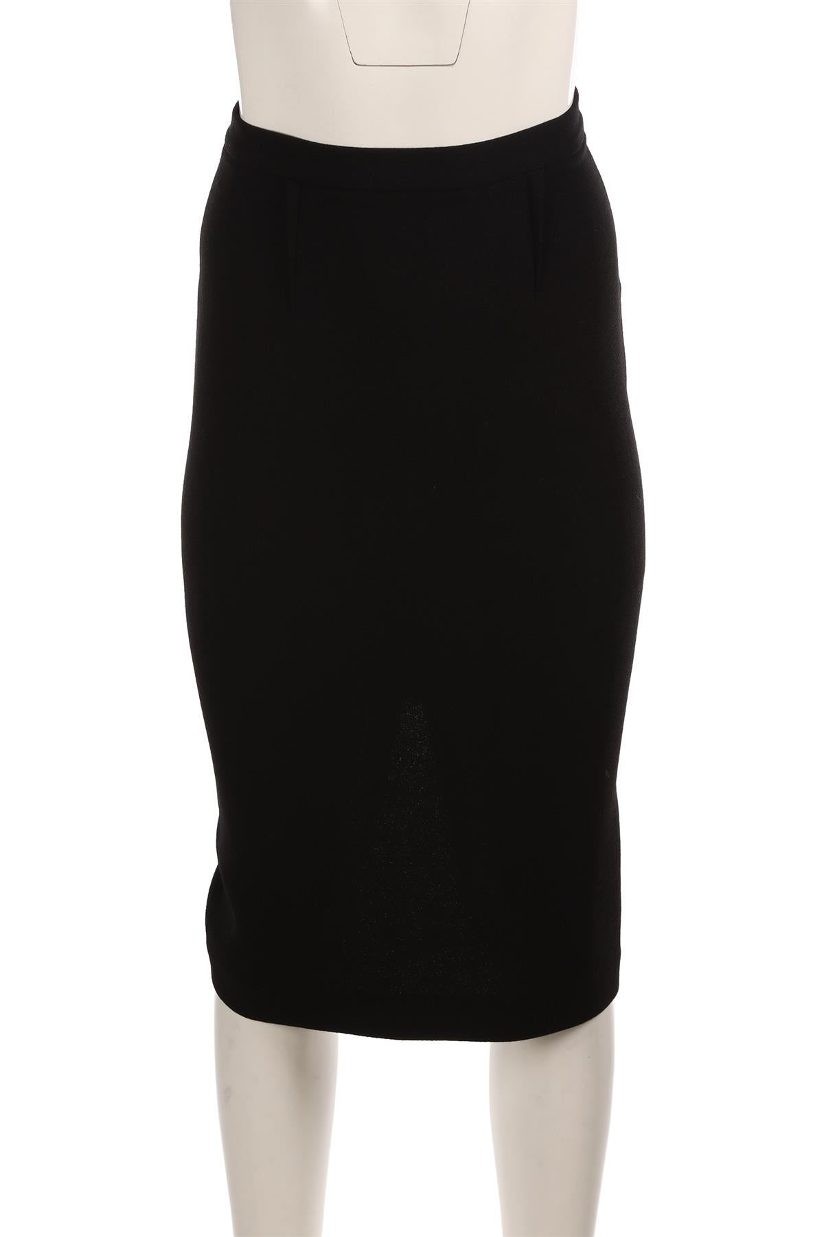 ROLAND MOURET BLACK CREPE MIDI SKIRT UK 8