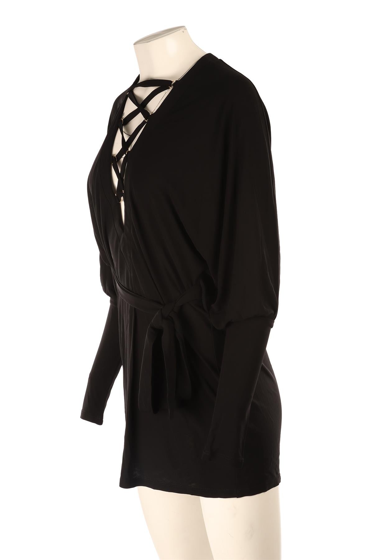 BALMAIN BLACK CREPE MINI DRESS FR 36 UK 8