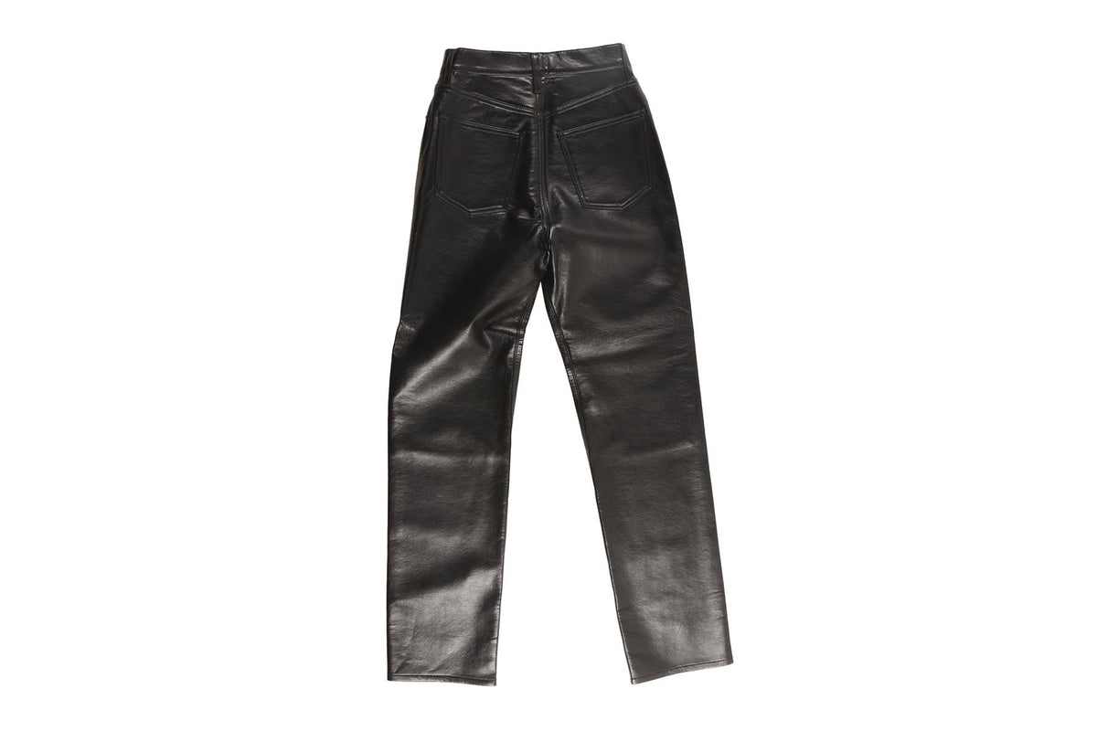 AGOLDE BLACK FAUX LEATHER STRAIGHT LEG PANTS W24