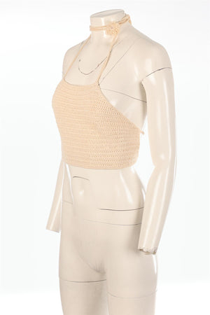 MAGDA BUTRYM CREAM CROCHET TOP FR 36 UK 8